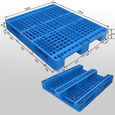 Smooth Surface 1200x1000 Blue 4-Way Density Hygienic Medical 3 sided Plastic Pallets