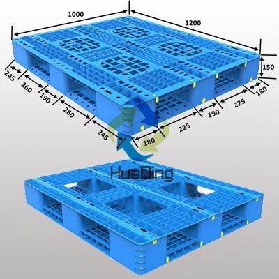 Antislip HUADING 1100*1100mm Open Decks Plastic Pallet for Warehouse Storage 4-Way Entry Type