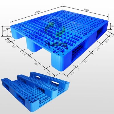 1T In Racking System Antislip HUADING 48*48 Collars Stacking Plastic Pallet