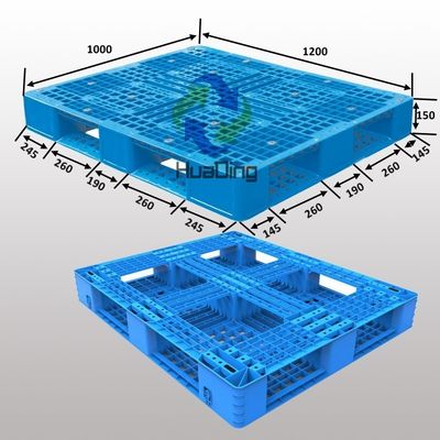 1T In Racking System Antislip HUADING 48*48 Collars Stacking Plastic Pallet