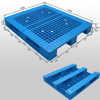 1T In Racking System Antislip HUADING 48*48 Collars Stacking Plastic Pallet