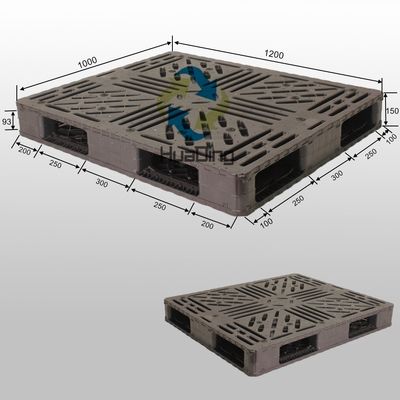 1T In Racking System Antislip HUADING 48*48 Collars Stacking Plastic Pallet