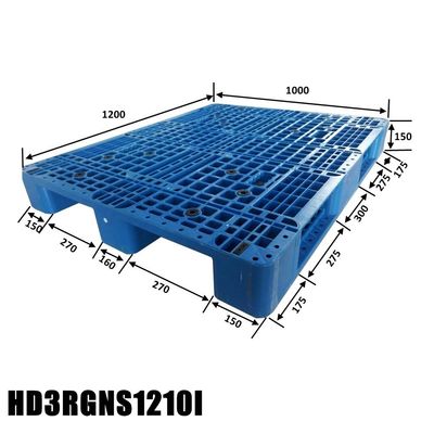 1T In Racking System Antislip HUADING 48*48 Collars Stacking Plastic Pallet