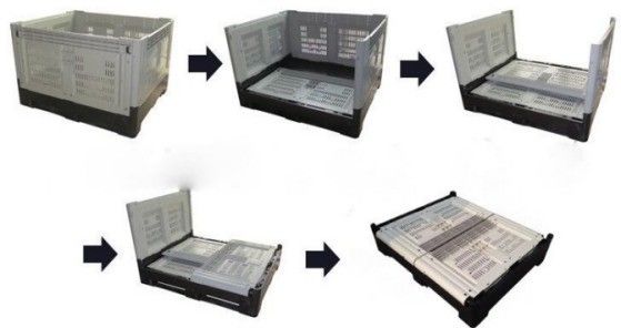Foldable Plastic Pallet Box with 4 T Stadic Load and 0.5T Racking Load Space-saving
