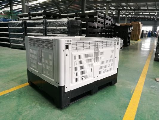 Foldable Plastic Pallet Box with 4 T Stadic Load and 0.5T Racking Load Space-saving