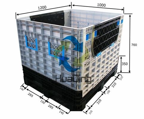 Large Capacity Foldable Plastic Container with 4T Static Load and Collapsible Design