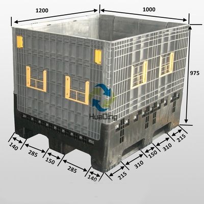 Recyclable Foldable Collapsible HDPE Plastic Mesh Plastic Large Crate Stadic Load 4 T