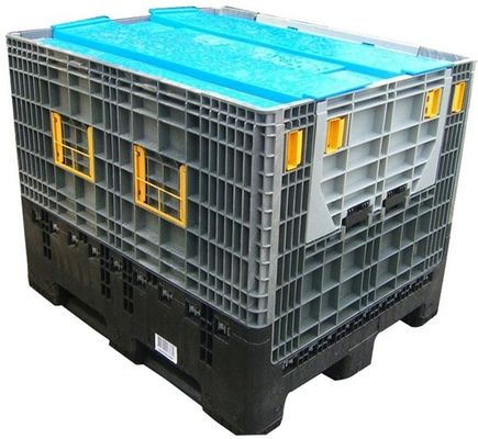 Recyclable Foldable Collapsible HDPE Plastic Mesh Plastic Large Crate Stadic Load 4 T