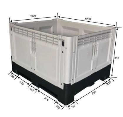 1200*1000*810mm Grey Collapsible Bulk Containers for Food Easy to Clean and Maintain