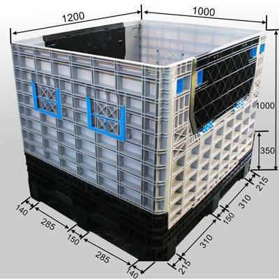 55.50kgs Load Capacity Large Foldable Plastic Virgin HDPE Industry Pallet Container