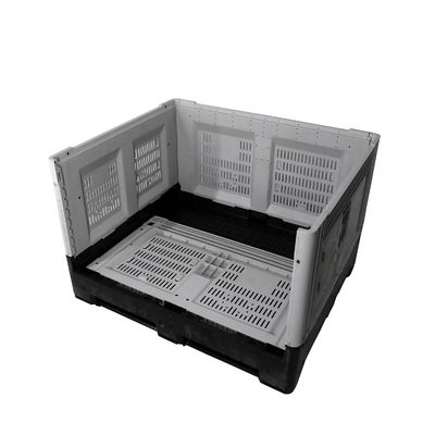 Grey and Black Grid Ventilation Plastic Pallet Box 1T Dynamic Load for Vegetable Handling