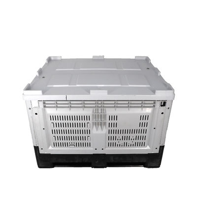Grey and Black Grid Ventilation Plastic Pallet Box 1T Dynamic Load for Vegetable Handling