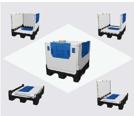 HUADING 1200*1000 HDPE Plastic Collapsible Pallet Box Bins for Car Battery Packaging