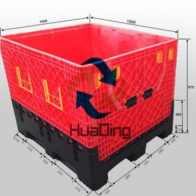 HDFPC1210H1000B Large Foldable Collapsible Plastic Crate with Side Open Static load 4T