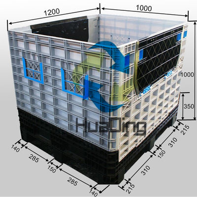 HDFPC1210H1000B Large Foldable Collapsible Plastic Crate with Side Open Static load 4T