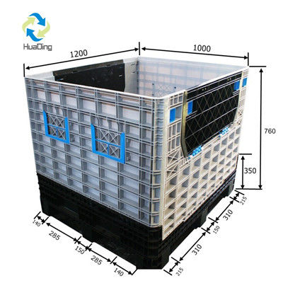 HUADING Collapsible Industrial Plastic Pallet Box with Racking and HDPE Material