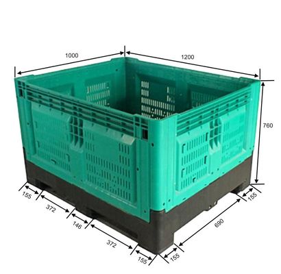 Light Duty 4 T Load 1210H760B Plastic Foldable Transport Storage Pallet Box Container