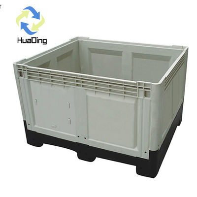 HUADING Vegetable Warehouse Gray Solid Plastic Stacking Pallet Tank Box with Lid and Wheel
