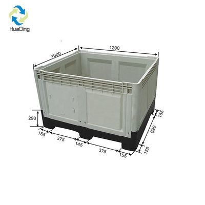HUADING Vegetable Warehouse Gray Solid Plastic Stacking Pallet Tank Box with Lid and Wheel