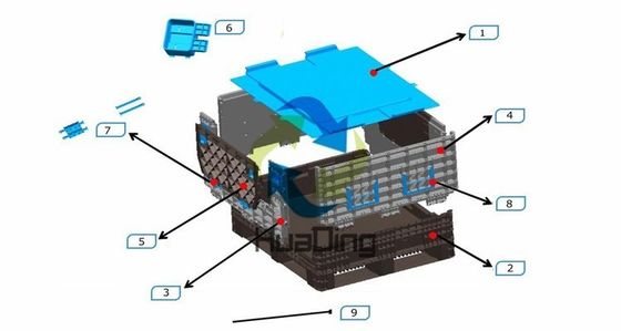 HUADING Large Plastic Pallet Container with Collapsible Design and 4000KG Static Load