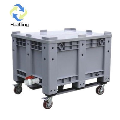 Custom Order HUADING 1000Kgs 5 Wheels Transport Agriculture Storage Plastic Wheel Pallet Box Cage