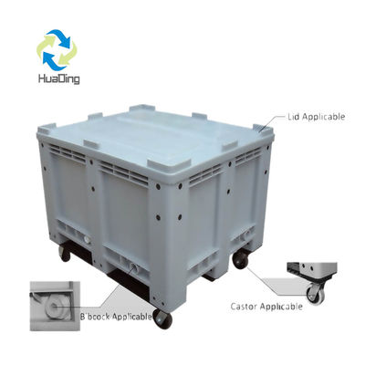 Custom Order HUADING 1000Kgs 5 Wheels Transport Agriculture Storage Plastic Wheel Pallet Box Cage
