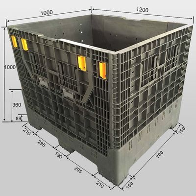 Dynamic Load 1.2T HUADING Plastic Logistic Collapsible Bin Plastic Pallet Boxes Container