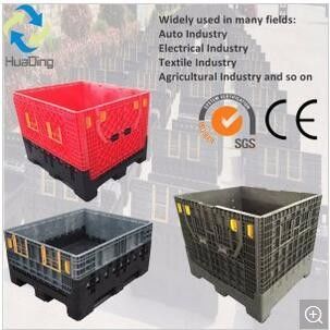 Dynamic Load 1.2T HUADING Plastic Logistic Collapsible Bin Plastic Pallet Boxes Container