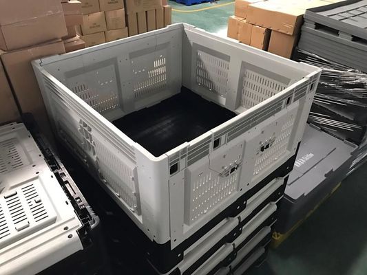 Black Bottom and Gray Body Plastic Pallet Box for Cargo Storage Equipment Injection Molded