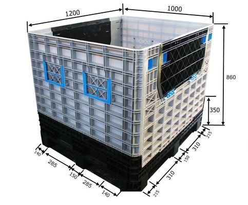 1210H860 Foldable Plastic Storage Container Stackable Pallet Bin Box for Dynamic Load