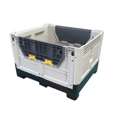Space-Saving Design HUADING 4 Way Entry Large Foldable Storage Plastic Pallet Bulk Bin with 4 Wheel
