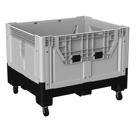 Space-Saving Design HUADING 4 Way Entry Large Foldable Storage Plastic Pallet Bulk Bin with 4 Wheel