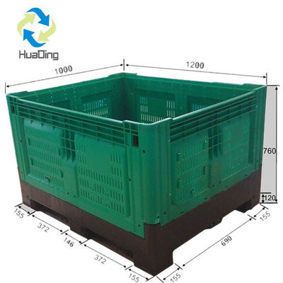 HUADING Plastic Pallet Box Collapsible Container L1200*W1000*H760 mm for Industrial