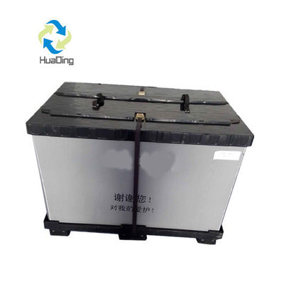 Auto Packaging Plastic Hopper Transport Storage Pallet Box with Hinged Lids in Blue
