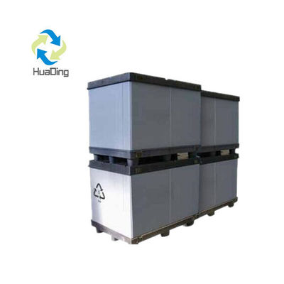 Auto Packaging Plastic Hopper Transport Storage Pallet Box with Hinged Lids in Blue