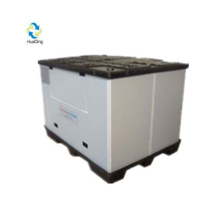 Auto Packaging Plastic Hopper Transport Storage Pallet Box with Hinged Lids in Blue