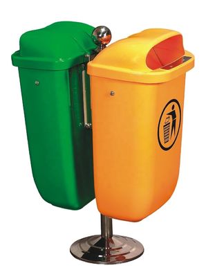 Outdoor Standing Induction Type Eco-friendly 50L Green Small Double Bins Plastic Waste Bin
