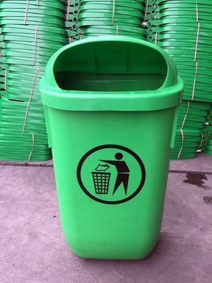 Outdoor Standing Induction Type Eco-friendly 50L Green Small Double Bins Plastic Waste Bin