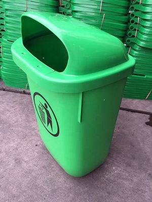 Outdoor Standing Induction Type Eco-friendly 50L Green Small Double Bins Plastic Waste Bin