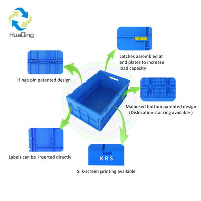 Foldable Plastic Box with Antislip and Labeling Options HUADING Storage Tool Box