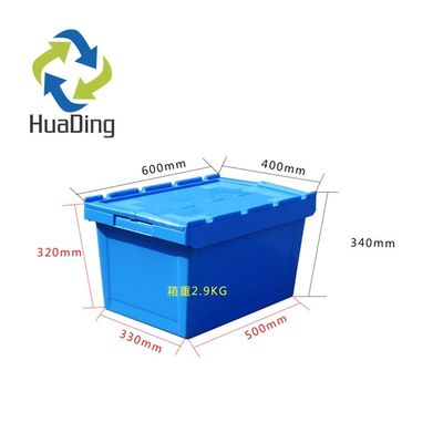 Attached Lid Storage Container for Plastic Tote Custom Order Big Blue Shipping Box