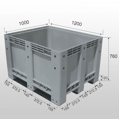 1200*1000*760mm Large Plastic Pallet Box with Labeling Options and Dynamic Load 1T