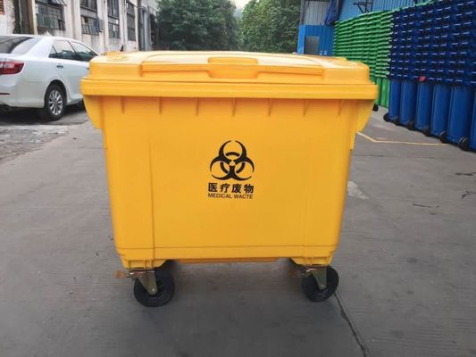 1100 Large Outdoor Hospital 4 Wheels Standing Plastic Trash Cans Professional Grade