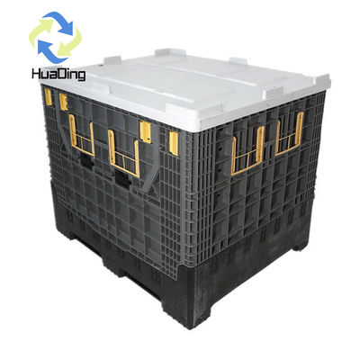 Foldable Galvanized Mesh Pallet Box Container with 1T Dynamic Load Capacity by HUADING