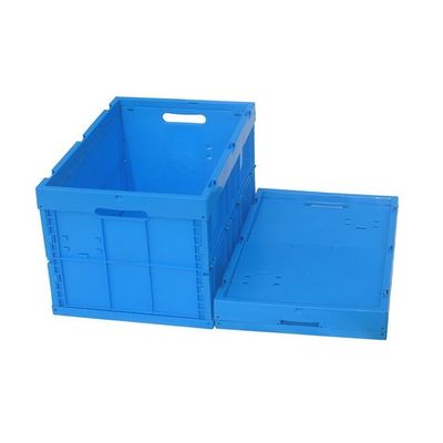 Blue Storage Box Fruit Crate Collapsible Plastic Mesh Laundry Basket 30kg Capacity