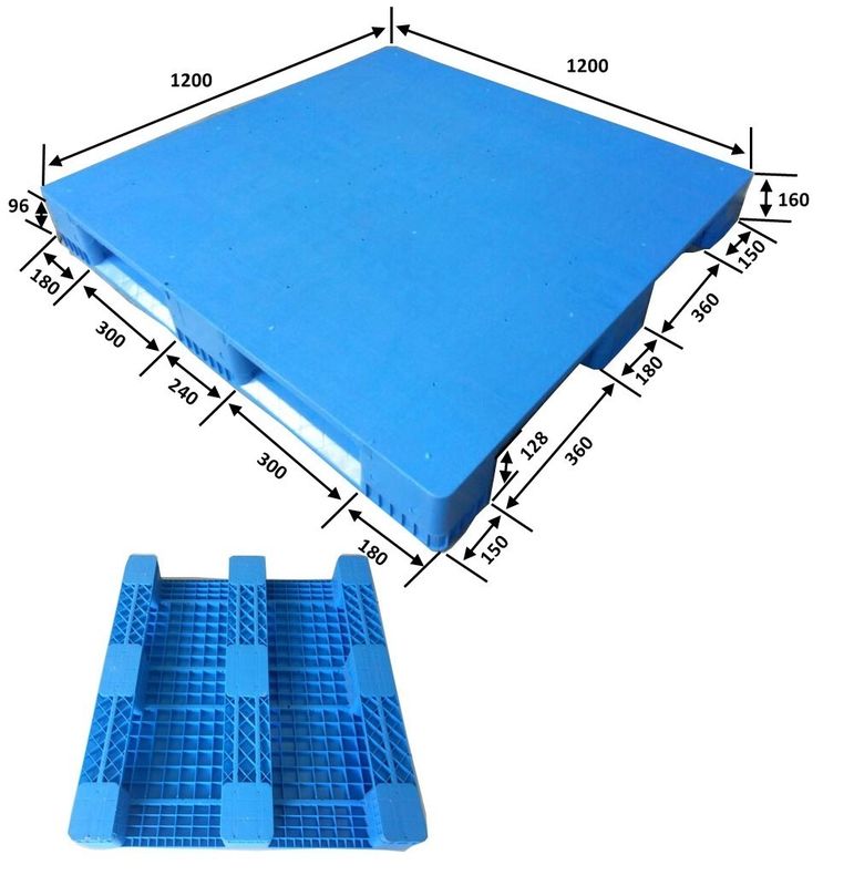 Single Faced Style HUADING 100 Virgin HDPE Reinforced Plastic Pallet Size L1200*W1000mm