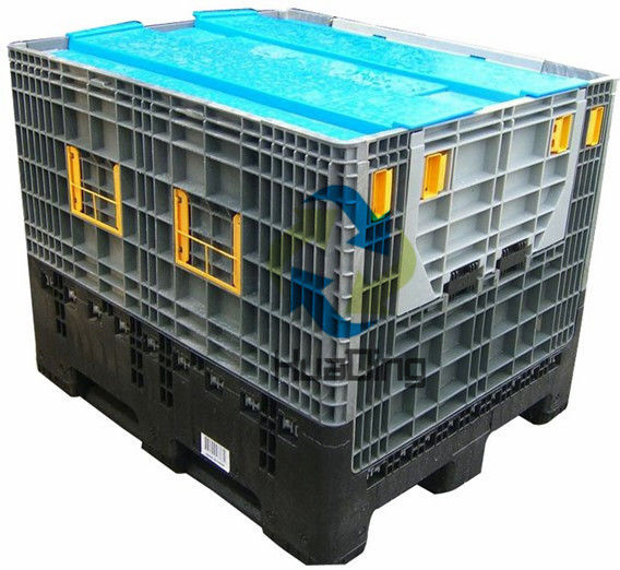 Recyclable Foldable Collapsible HDPE Plastic Mesh Plastic Large Crate Stadic Load 4 T