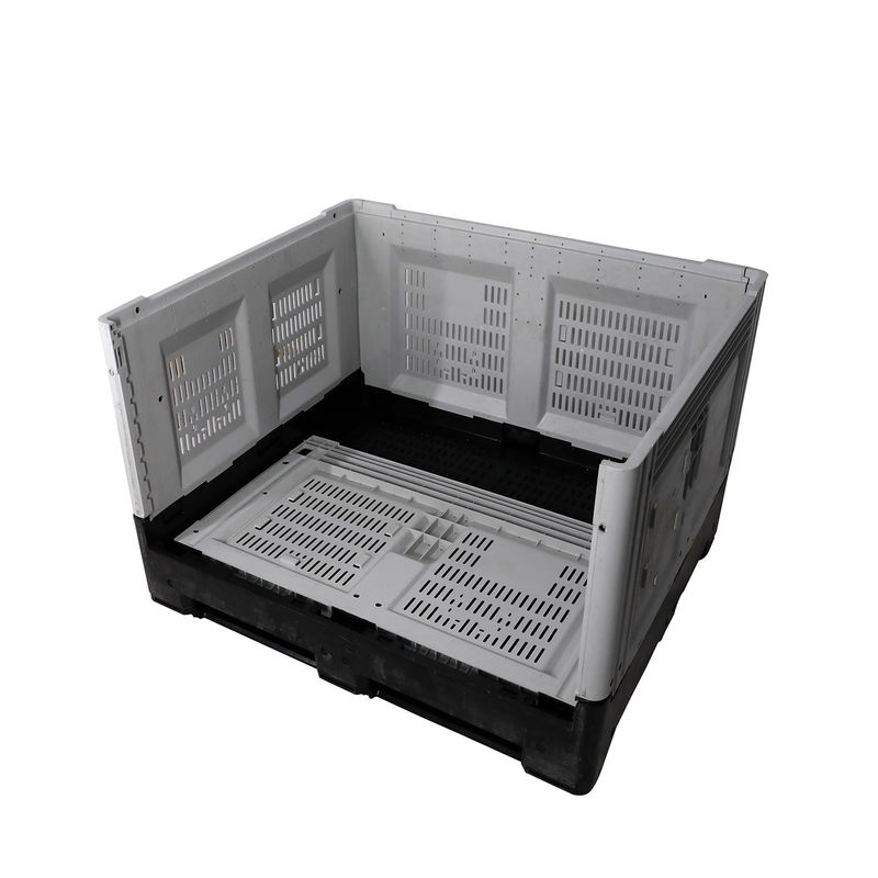 Grey and Black Grid Ventilation Plastic Pallet Box 1T Dynamic Load for Vegetable Handling