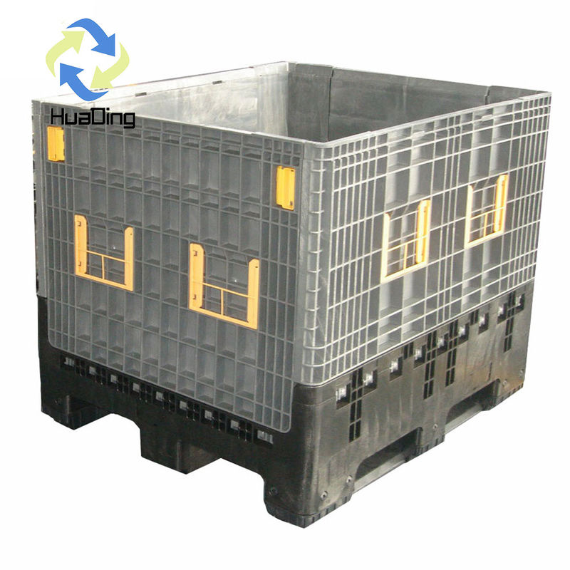 Dynamic Load 1.2T HUADING Plastic Logistic Collapsible Bin Plastic Pallet Boxes Container