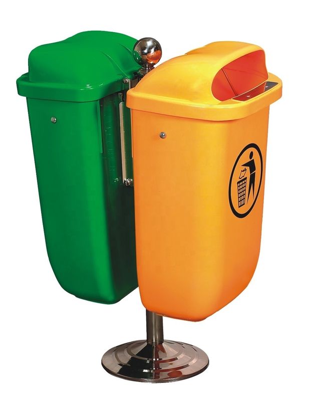 Outdoor Standing Induction Type Eco-friendly 50L Green Small Double Bins Plastic Waste Bin
